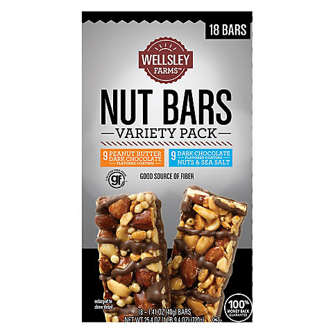 Wellsley Farms Nut Bars Variety Pack, 18 ct.