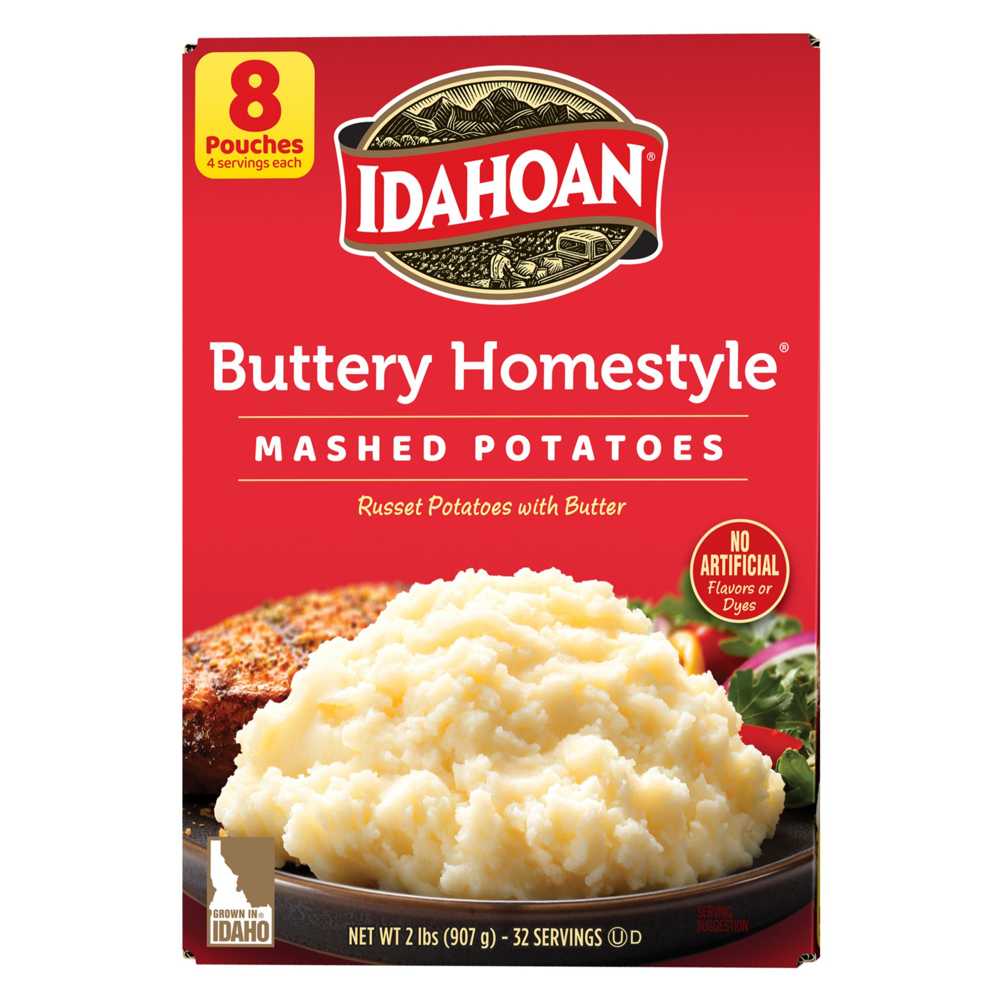 Idahoan Baby Reds Mashed Potatoes Family Size, 8 oz Pouch (Pack of 8)