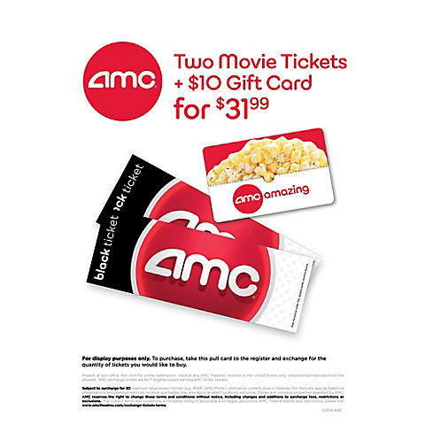 AMC Black Movie Ticket, 2 pk. with $10 Concessions Gift Card