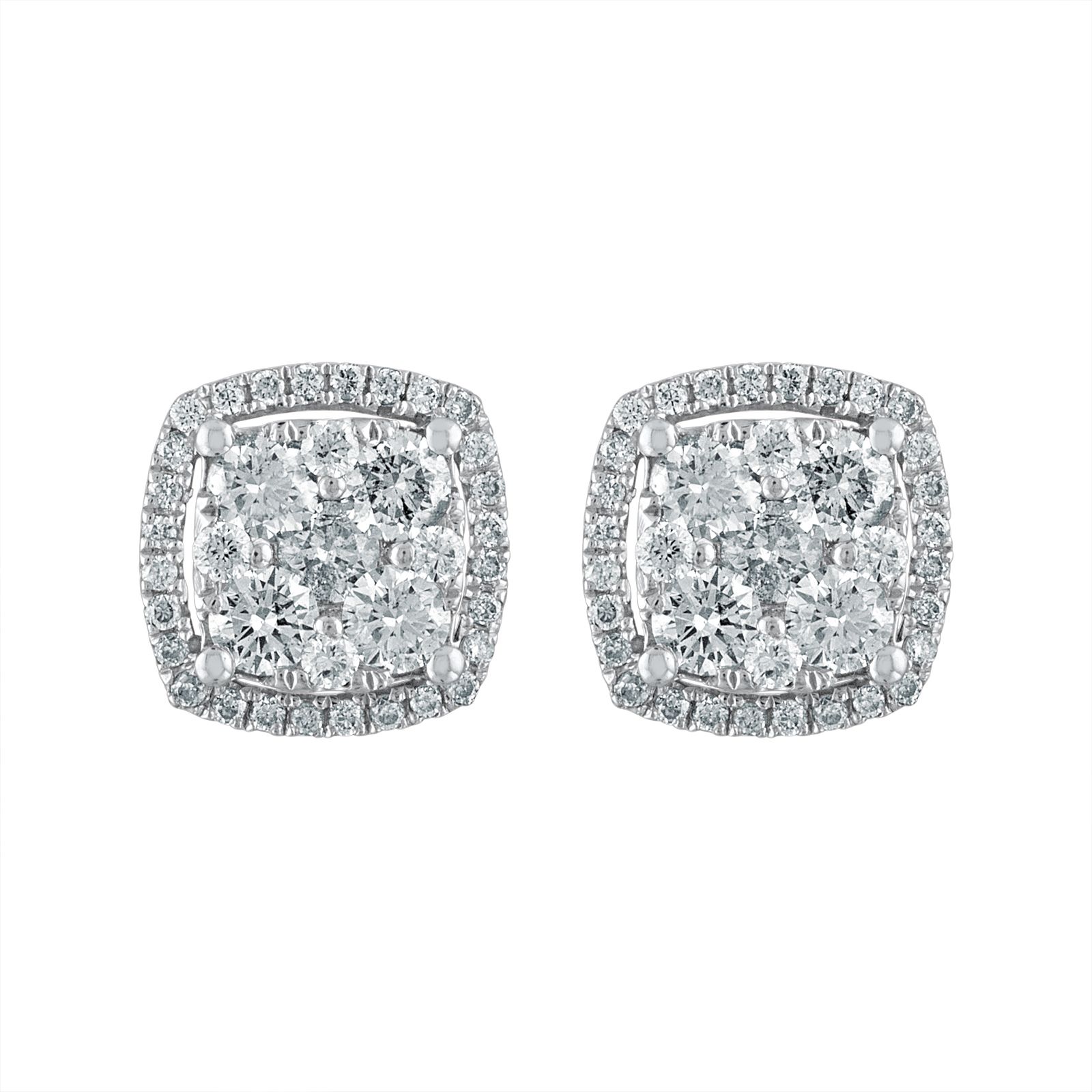 1.00 ct. t.w. Diamond Cluster Stud Earrings in 14k White Gold