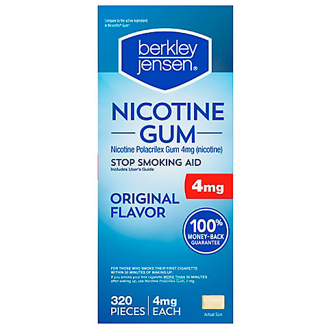 Berkley Jensen 4mg Uncoated Nicotine Gum, 320 ct.
