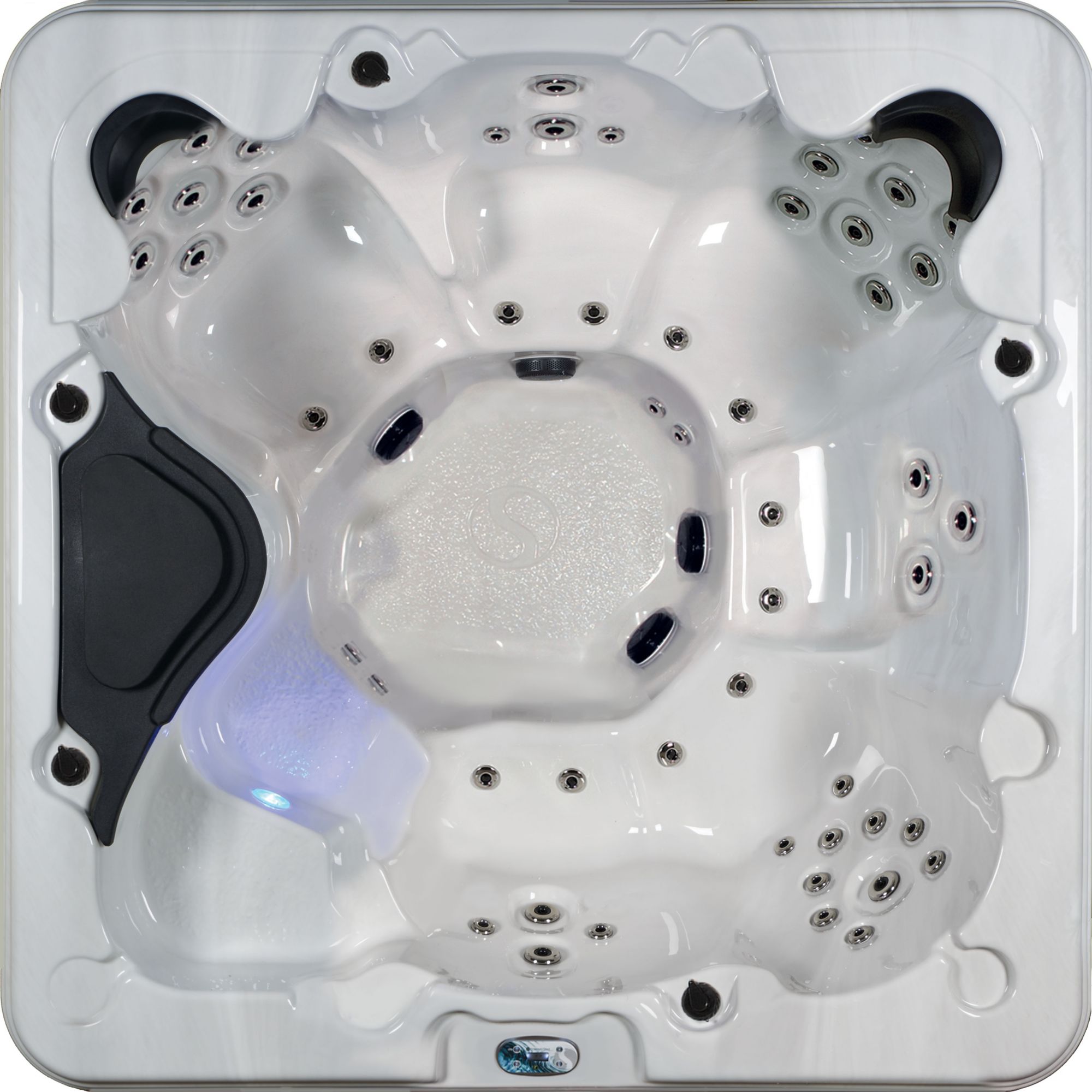 Celestial Spas Pearl 6-Person 67-Jet Acrylic Hot Tub and Lounger Spa with  Bluetooth - White/Silver Marble