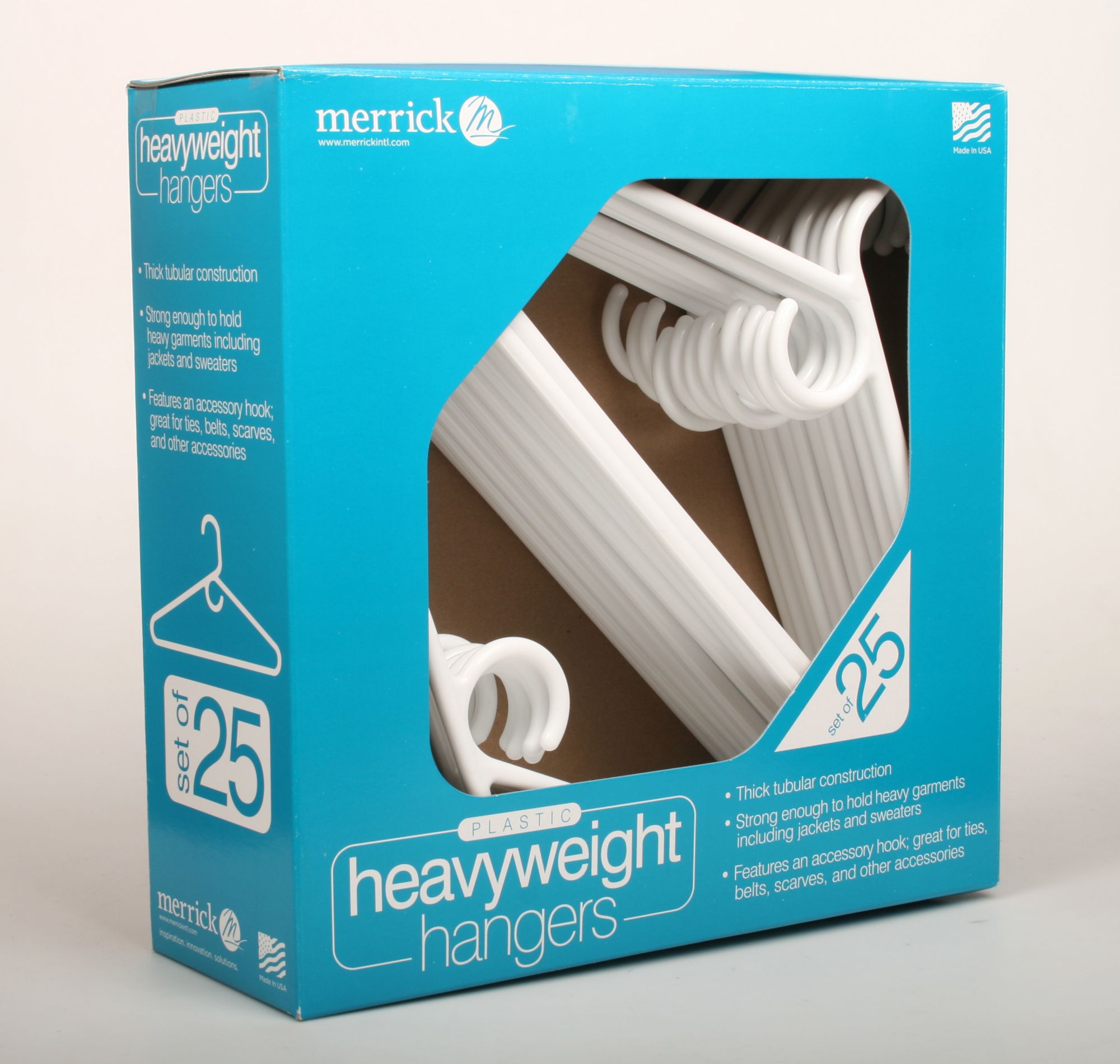 Merrick Heavyweight Plastic Hangers, 25 pk. - White