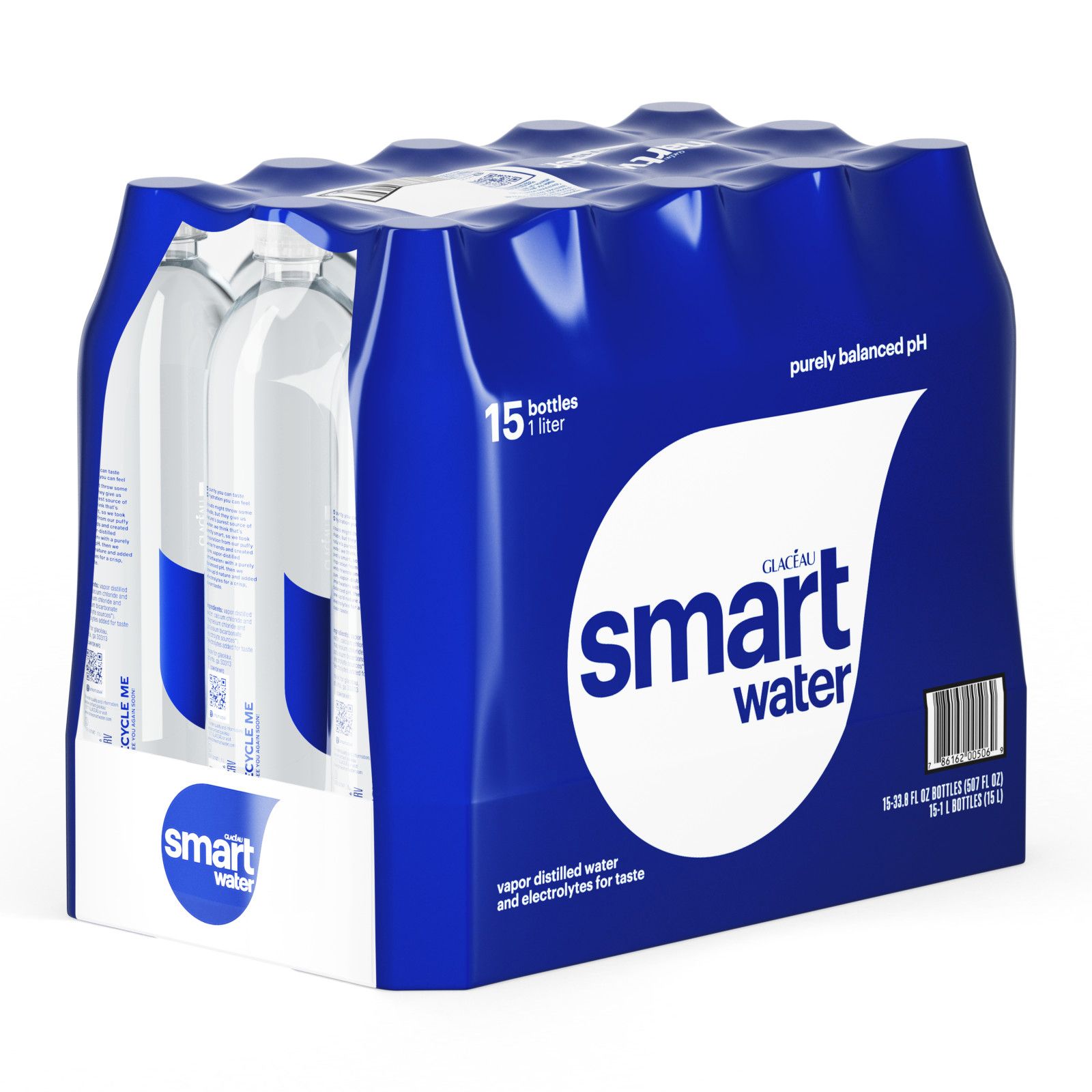 Smartwater Distilled Water, Vapor - 6 pack, 33.8 fl oz bottles