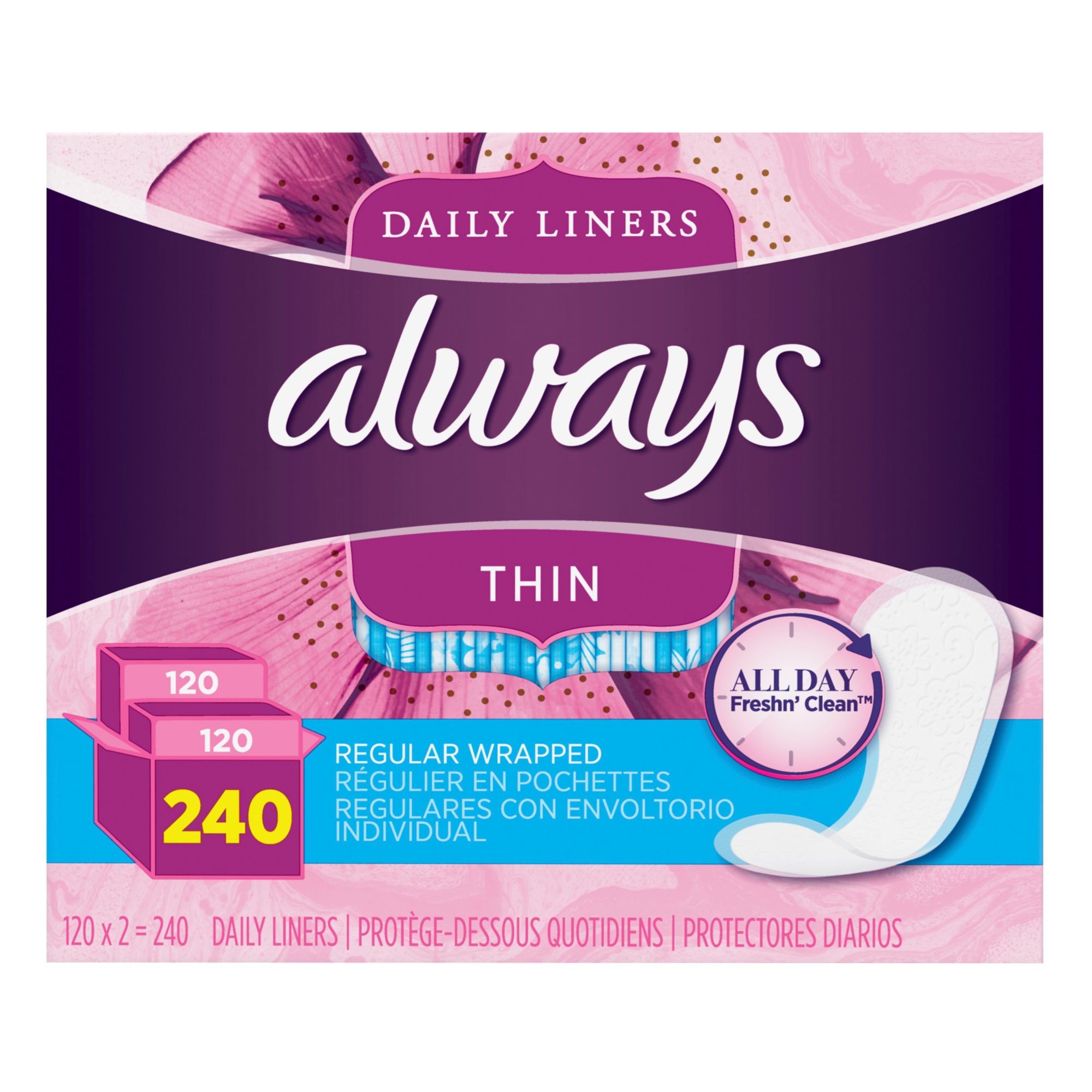 Bulk Panty Liners Value Pack: 8 Packs of 36