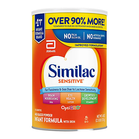 Similac Sensitive For Fussiness and Gas Infant Formula with Iron Powder, 40 oz.