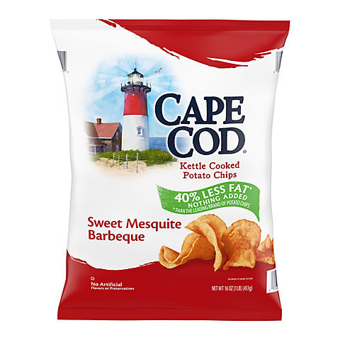 Cape Cod Less Fat Sweet Mesquite Barbeque Kettle Cooked Potato Chips, 16 oz.