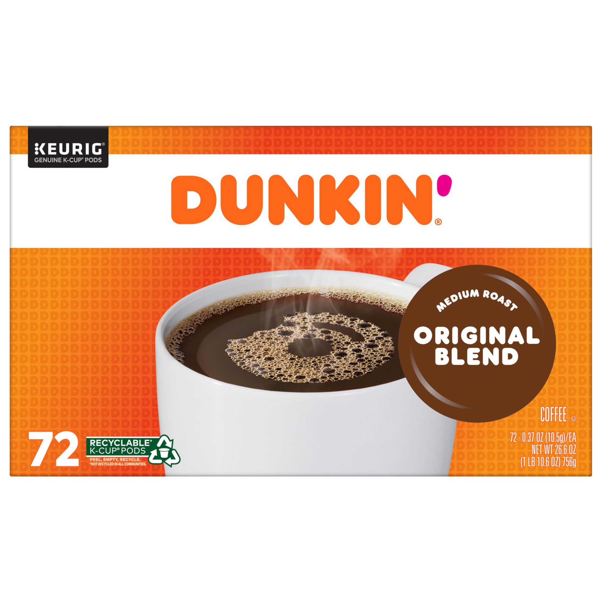 Dunkin Donuts Original Blend K Cup Pods 72 ct