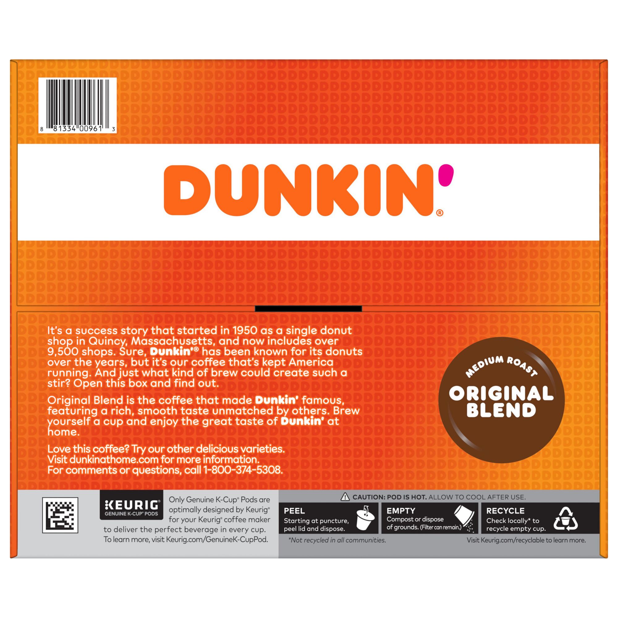 DUNKIN DONUTS COLD BREW HOT OVER ICE KCUP PODS 10CT