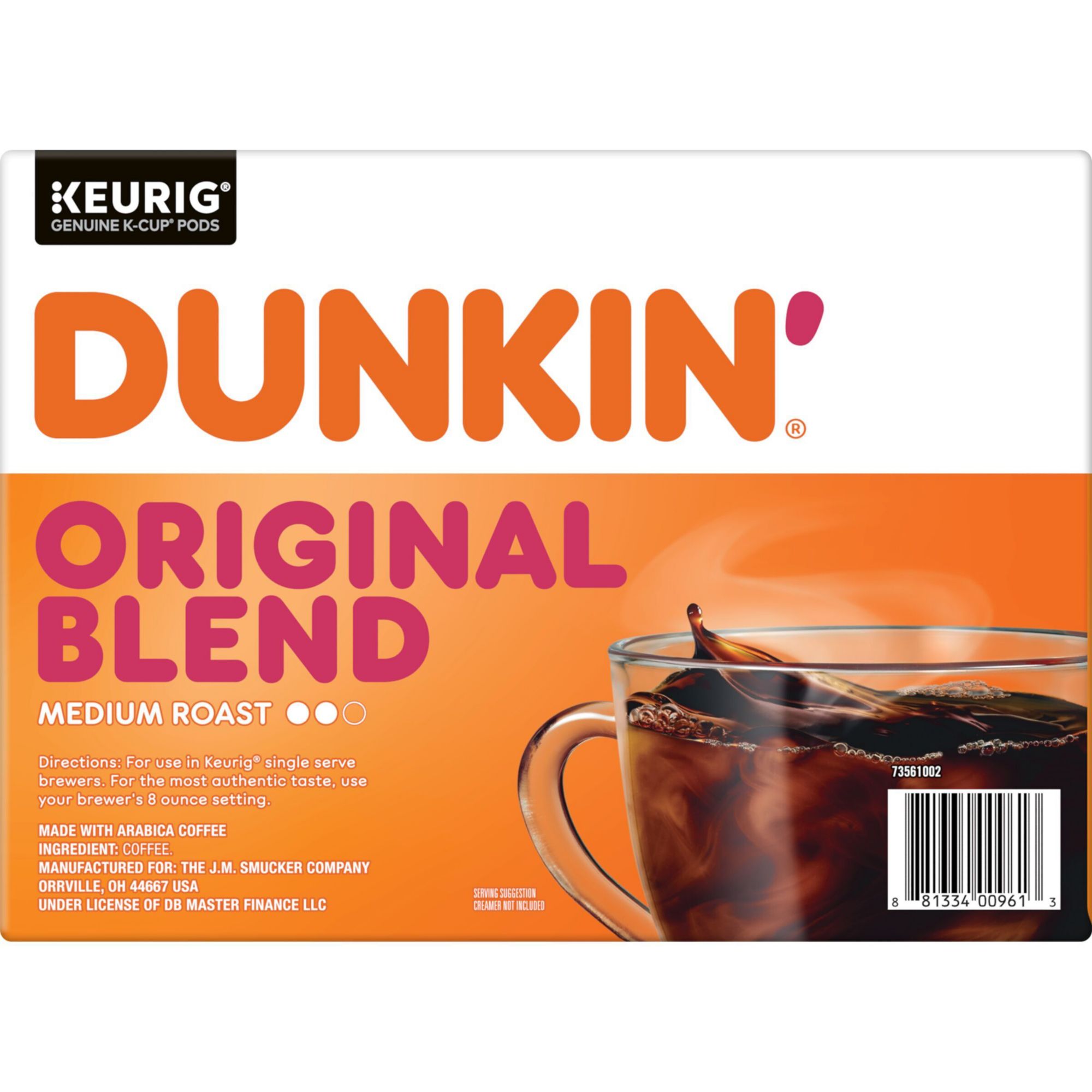 Dunkin' Original Blend Coffee, Medium Roast, Keurig K-Cup Pods, 72 ct.