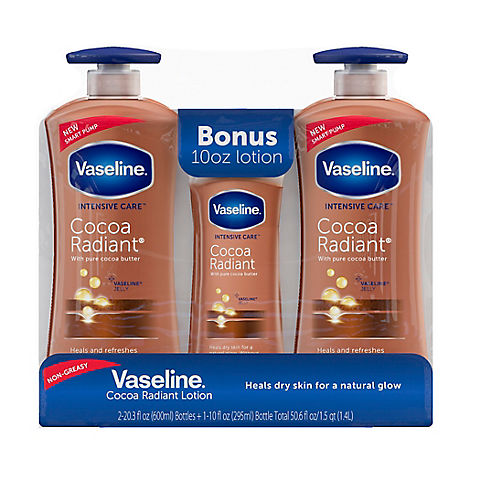 Vaseline Intensive Repair Cocoa Radiant Body Lotion, 2 pk./20.3 fl. oz. with Bonus Bottle, 10 oz.
