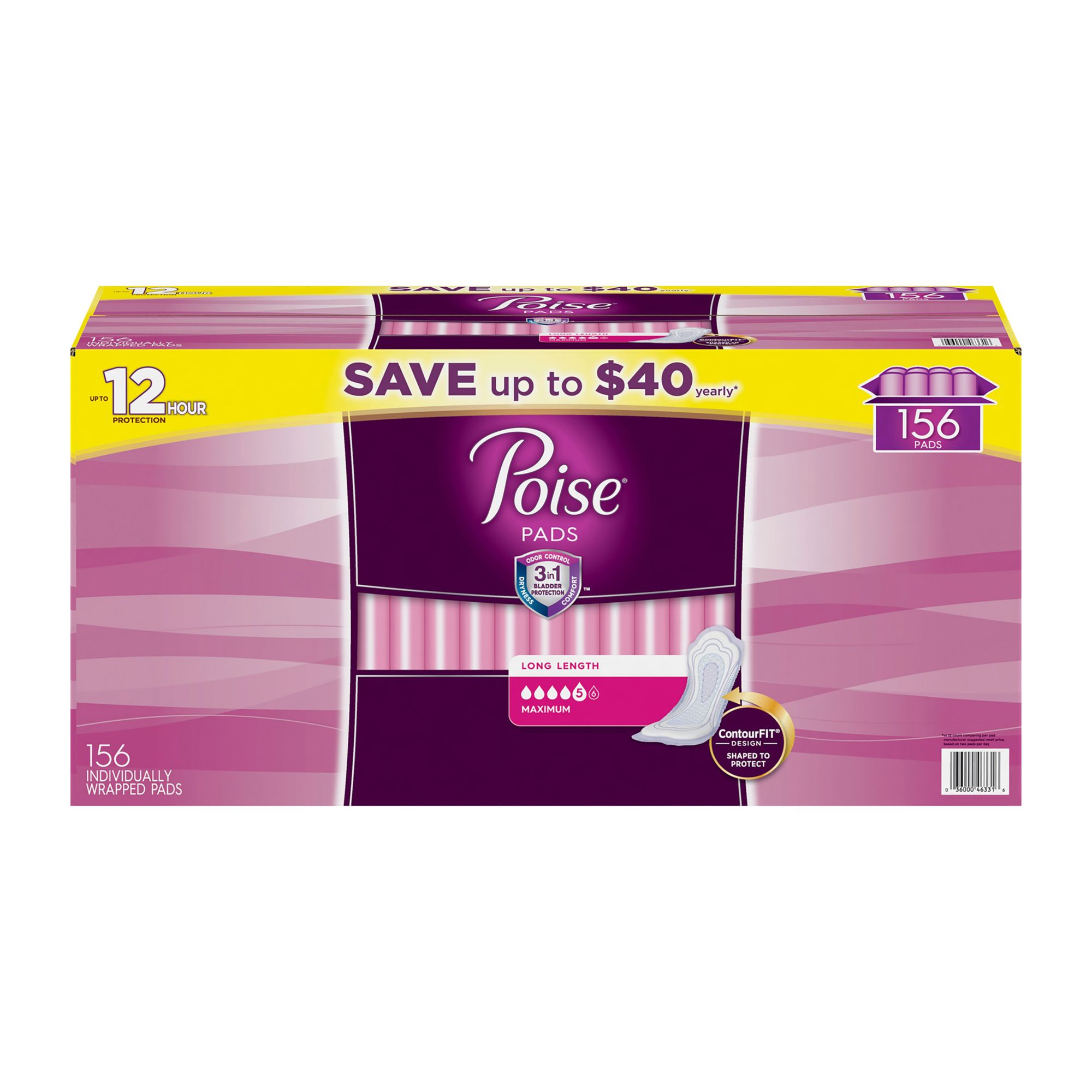 Poise Washable Underwear Black 10-12 [Bulk Buy 6 Units]