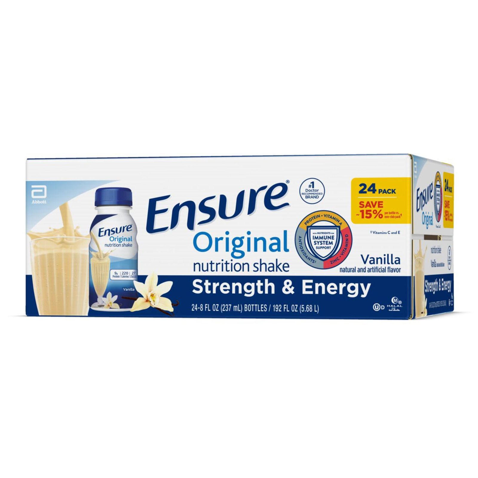 Ensure High Protein Nutrition Shake, Vanilla - 6 pack, 8 fl oz bottles