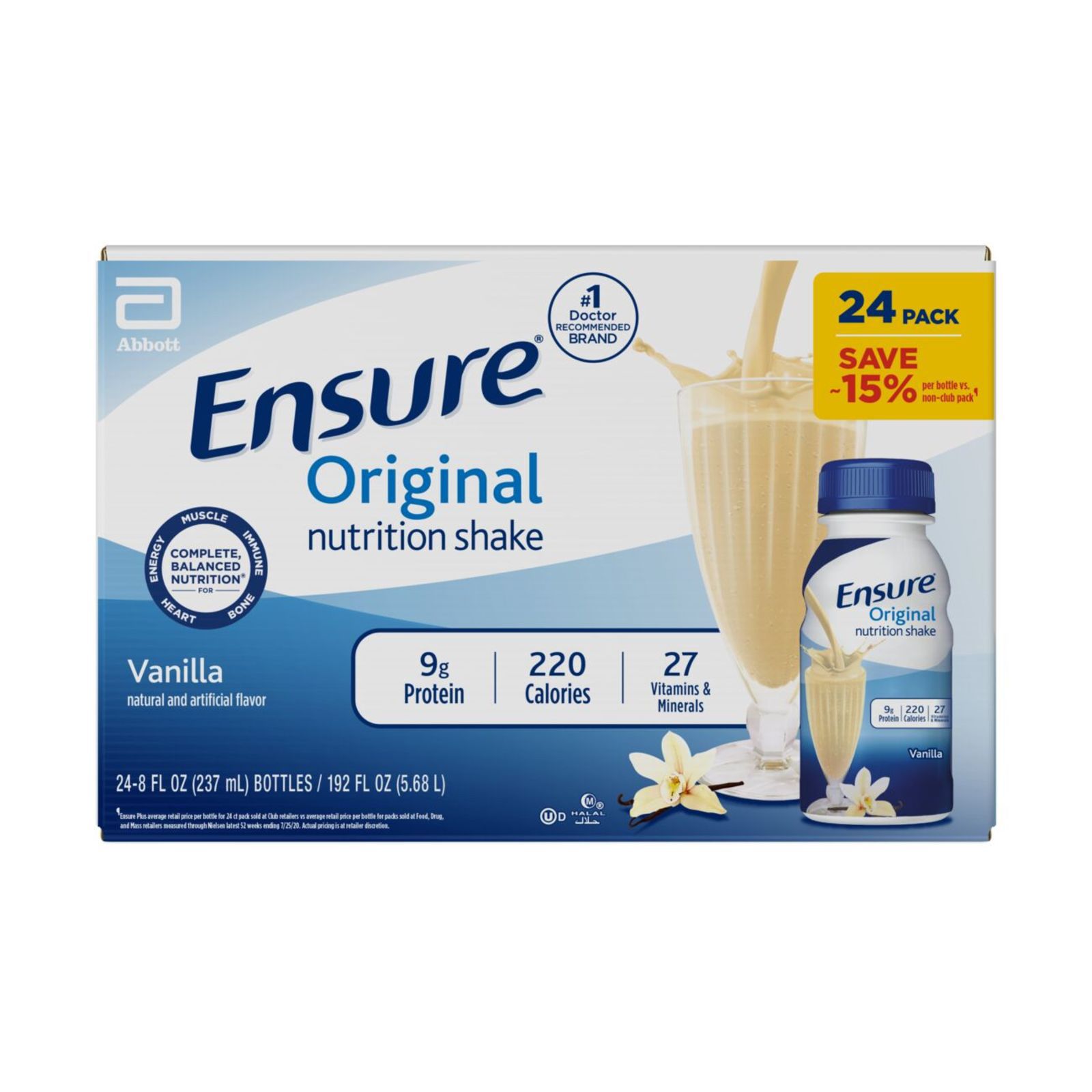 Ensure Original Vanilla Nutrition Shake, 24 pk.