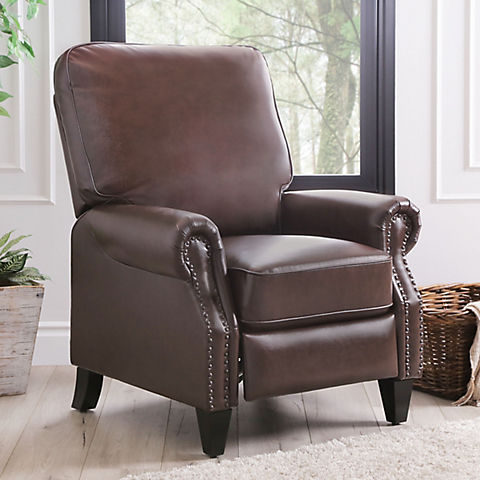 Abbyson Living Clarkson Faux Leather Push-Back Recliner - Brown