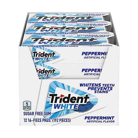Trident White Peppermint Sugar Free Gum, 12 pk.