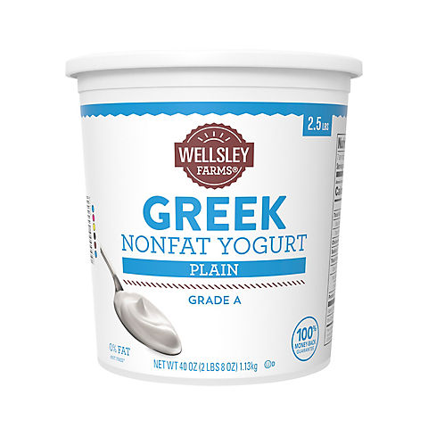 Wellsley Farms Plain Nonfat Greek Yogurt, 40 oz.