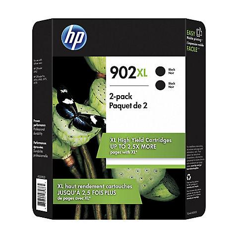 HP 902XL Black Ink Cartridges, 2 pk.
