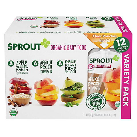 Sprout Organic Baby Food Variety Pack, 12 ct./4 oz.