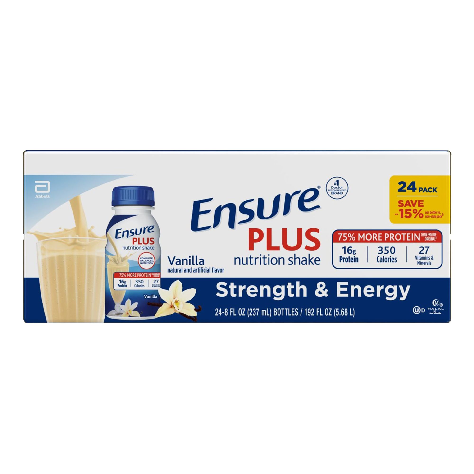 Ensure Plus Nutrition Shake with 13 grams of high-quality protein, Meal  Replacement Shakes, Strawberry, 8 fl oz