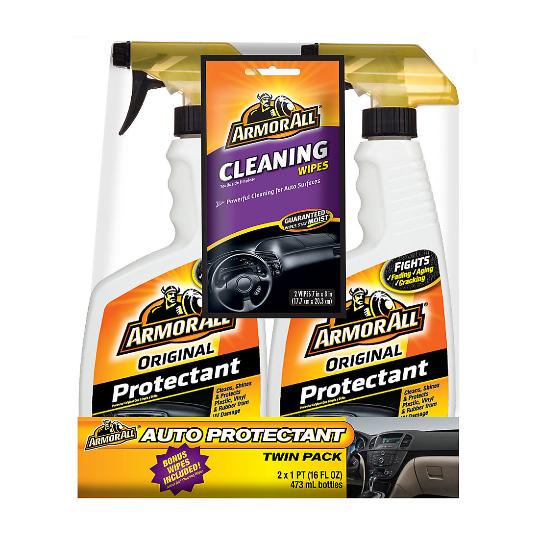 Armor All Car Glass Wipes, Auto Glass Cleaner Wipes for Dirt and Dust, 3  Pack