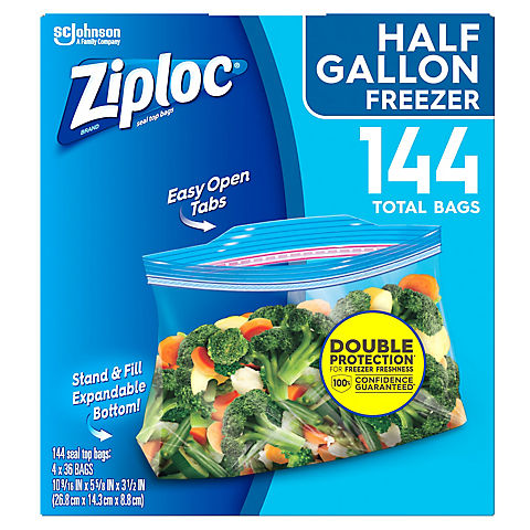 Ziploc 0.5-Gal. Freezer Bags, 144 pk.