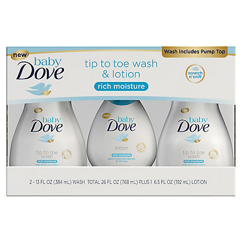 Baby Dove Rich Moisture Tip to Toe Wash, 2 ct./13 oz. and Lotion, 6.5 oz.