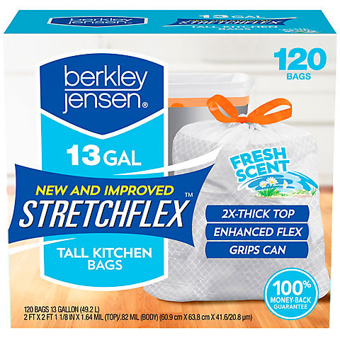 Berkley Jensen 13-Gal. StretchFlex Tall Kitchen Bags, 120 ct.