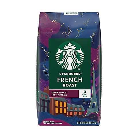 Starbucks French Roast Dark Roast Whole Bean Coffee, 1 bag (40 oz.)
