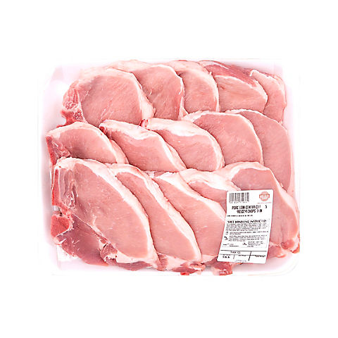 Wellsley Farms Fresh Pork Loin Bone-In Chop Center Cut Thin,  4.75-5.5 lb