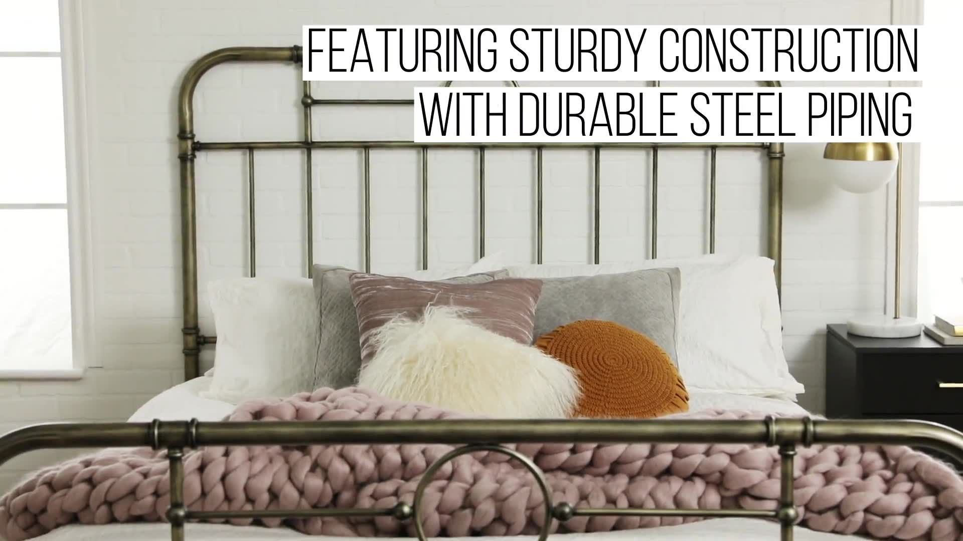 W. Trends Queen-Size Metal Pipe Bed - Bronze