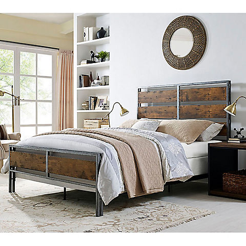 W. Trends Queen-Size Plank Bed - Brown