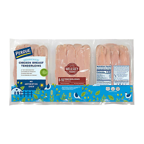 Wellsley Farms No Antibiotics Ever Boneless Skinless Chicken Breast Tenderloins, 4.5-6.5 lbs.