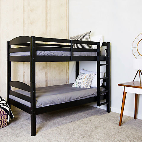 W. Trends Twin-Size Solid Wood Bunk Bed - Black
