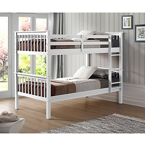 W. Trends Twin-Size Solid Wood Mission Bunk Bed - White