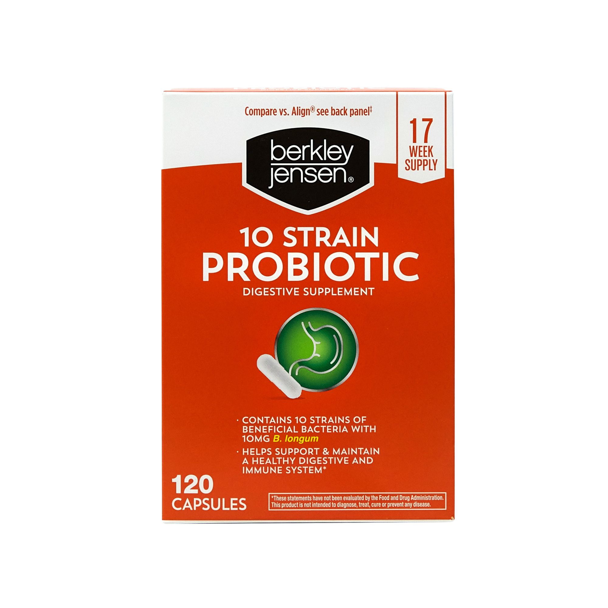 Natural 10-Strain Probiotic Supplement, 120 ct.