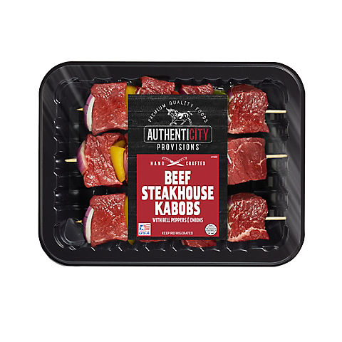 Authenticity Provisions Beef Steakhouse Kabob with Bell Peppers and Onions, 1.25-1.75 lbs.