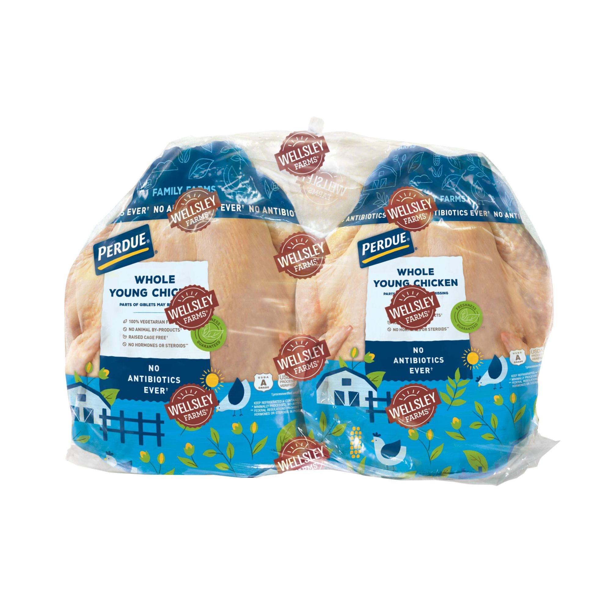 Wellsley Farms Fresh Whole Chicken with Giblets Twin Pack, 9.5-13 lbs.