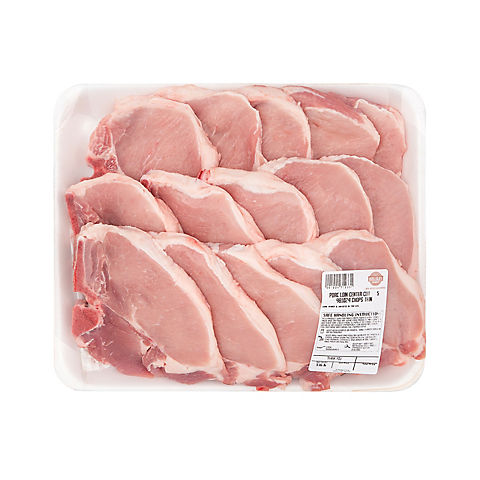 Wellsley Farms Fresh Pork Loin Bone-In Chop Center Cut Thin, 4.75 - 5.5 lbs.