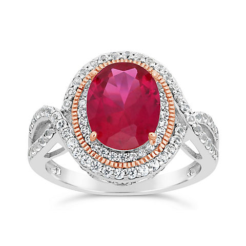 3.95 ct. t.w. Created Ruby Ring in Sterling Silver