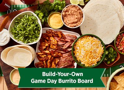 Build your own game day burrito board