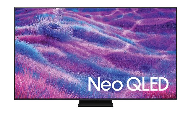 OLED over a blue and yellow rock formation on a TV