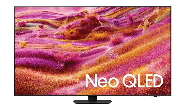 OLED over a teal and yellow rock formation on a TV