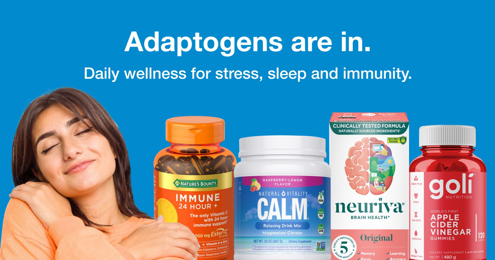 Adaptogens are in. Daily wellness for stress, sleep and immunity.