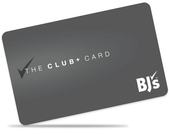 BJ's The Club+ Card, angled down with a shadow below it