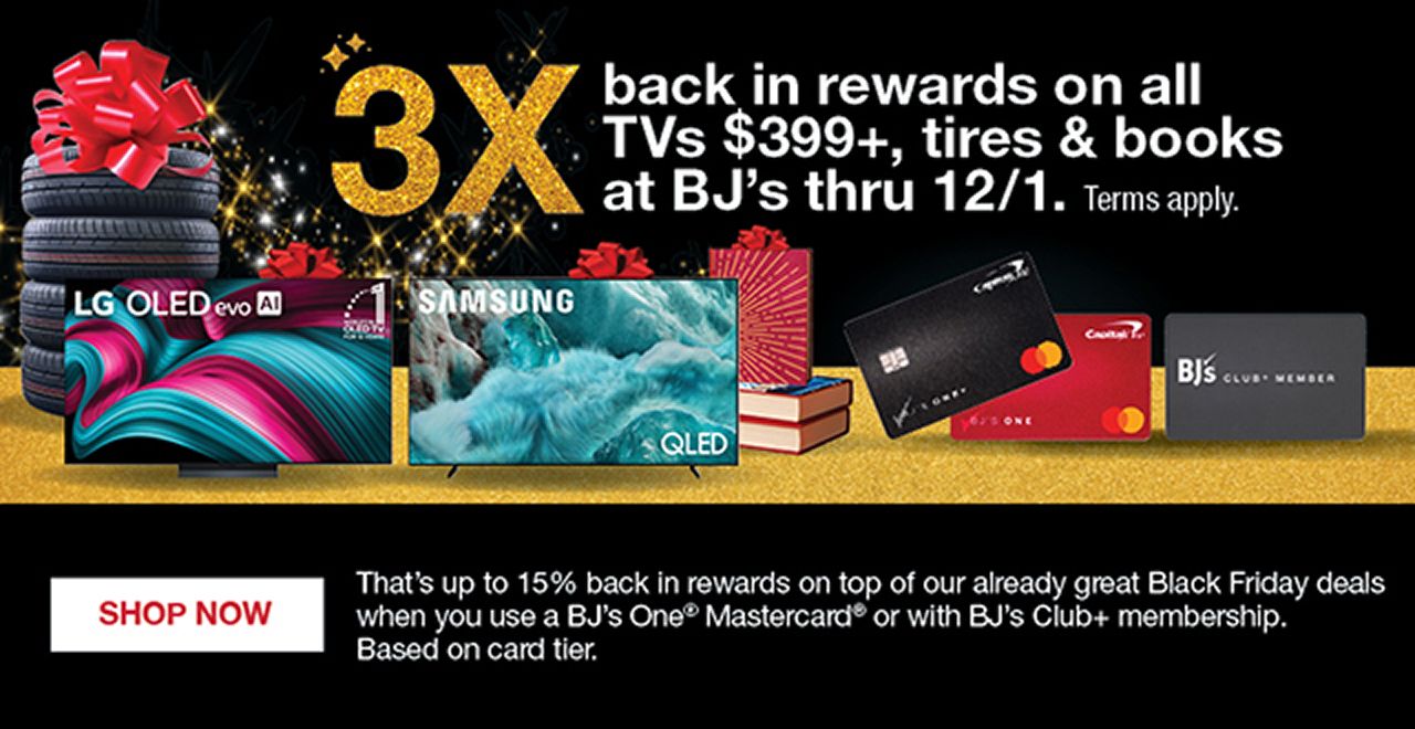 3x rewards on TV, Books, and Tires. Terms apply.