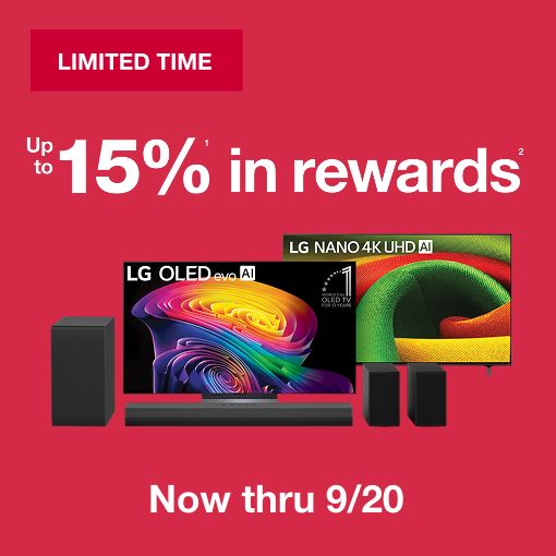 Limited Time. Up to 15% in rewards on LG TVs, Sound Bars & Monitors when you use your BJ's One Mastercard or BJ's Club+ membership. Based on card tier. Now thru 9/20
