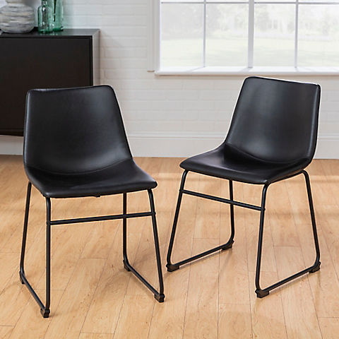 W. Trends 18" Modern Industrial Faux Leather Dining Chair, Set of 2