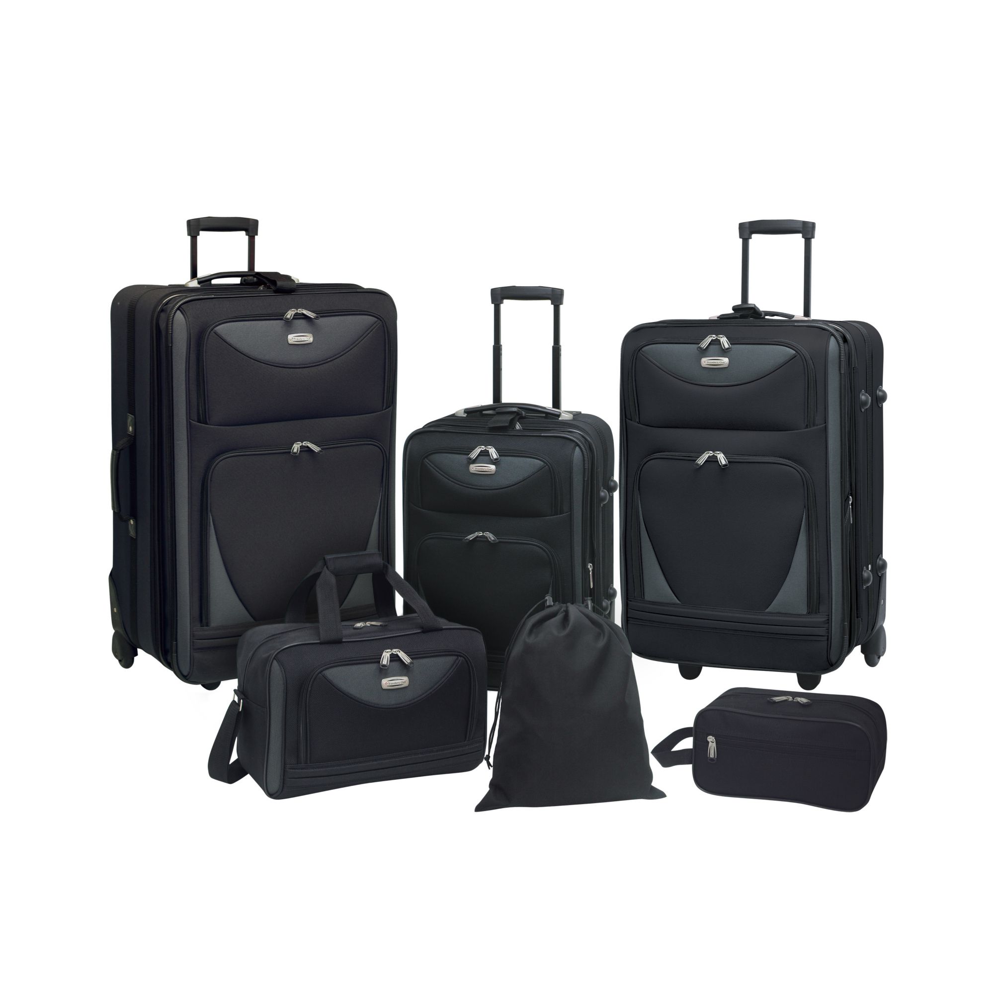 6pc Travelers Club Expandable Luggage Set Black BJ s Wholesale Club