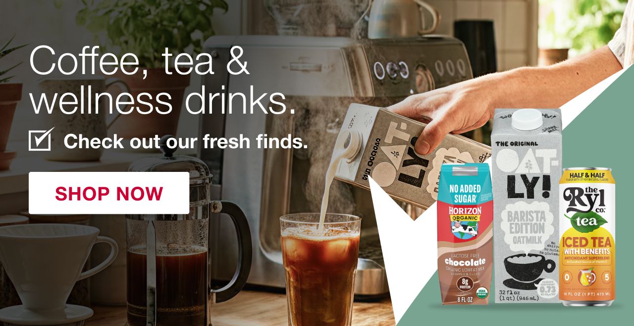 Coffee, tea & wellness drinks. 
